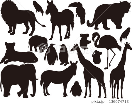 動物のシルエットセット 動物のシルエットセット 136074718