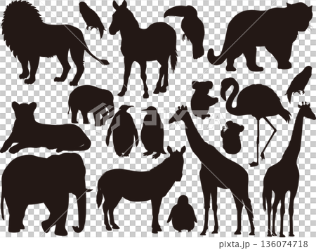 動物のシルエットセット 動物のシルエットセット 136074718