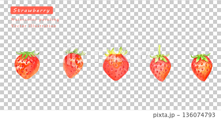 水彩草莓向量插圖集 136074793