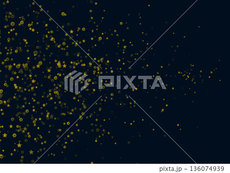 Golden small stars and snowflakes confetti abstract Christmas background 136074939