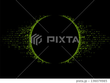 Green pixelated circle minimal abstract geometric background 136074985