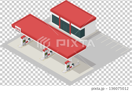 Inner city urban gas station illustration 136075012