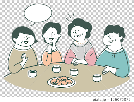 女子会する高齢女性 136075073