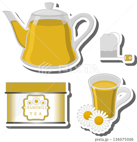 Teakettle for tasty tea with white chamomile Teakettle for tasty tea with white chamomile 136075086