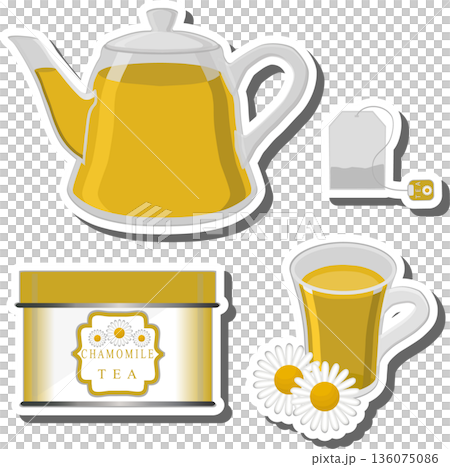 Teakettle for tasty tea with white chamomile Teakettle for tasty tea with white chamomile 136075086