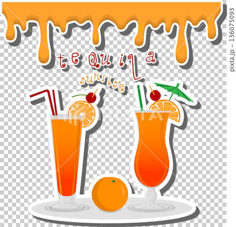 Bright beautiful alcohol cocktail tequila sunrise 136075093