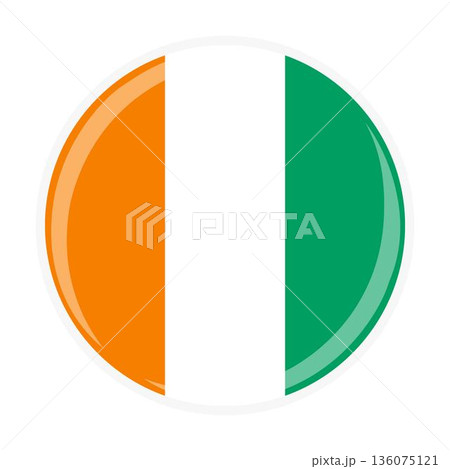 Ivory Coast national round circle flag emblem official icon Ivory Coast national round circle flag emblem official icon 136075121