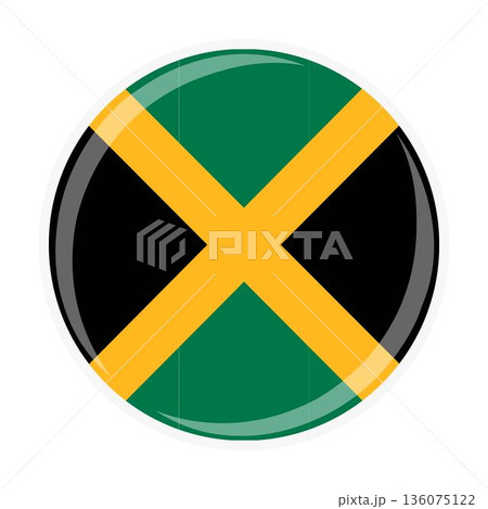 Jamaica national round circle flag emblem official icon Jamaica national round circle flag emblem official icon 136075122