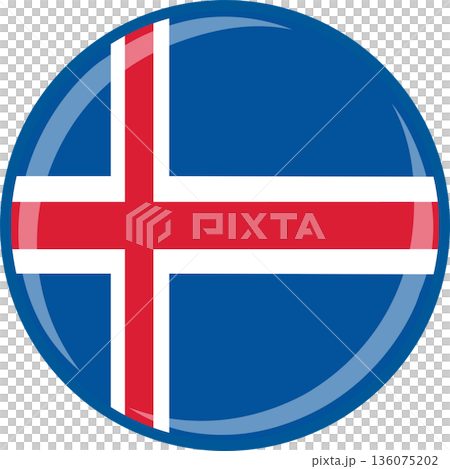 Iceland national round circle flag emblem official icon Iceland national round circle flag emblem official icon 136075202