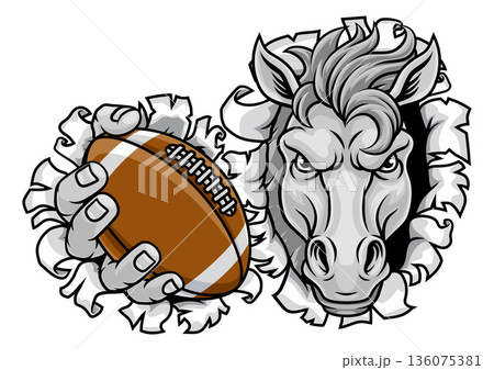 Horse Mustang Stallion Football Sports Team Mascot Horse Mustang Stallion Football Sports Team Mascot 136075381