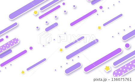 ゆっくりと流れる線と星のイラスト　白背景　星は黄色で単色バージョン 136075761