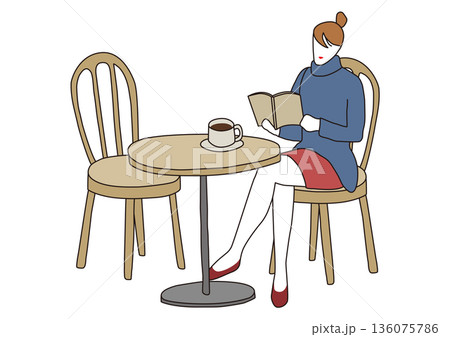 カフェでコーヒーを飲む女性 136075786