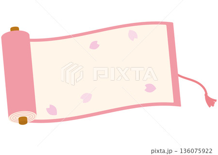 巻物　ピンク　春　桜　イラスト 136075922