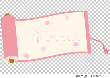 巻物　ピンク　春　桜　イラスト 136075922
