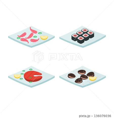 set of plates with asian food 136076036