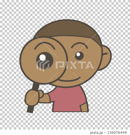 虫眼鏡を持った黒人の男の子 136076449