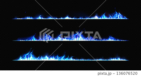 Burning edge set with blue fire and smoke Burning edge set with blue fire and smoke 136076520