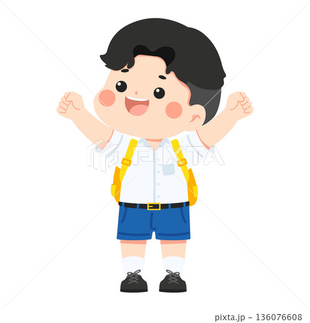 Happy Student With Backpack Happy Student With Backpack 136076608