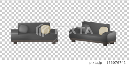 豪華軟墊沙發的3D插圖 136076741