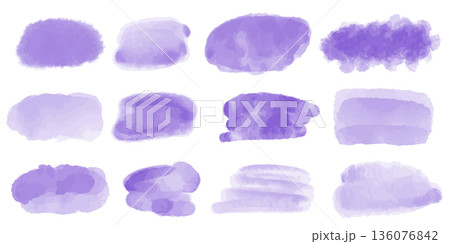Set of watercolor translucent spots in delicate purple color 136076842