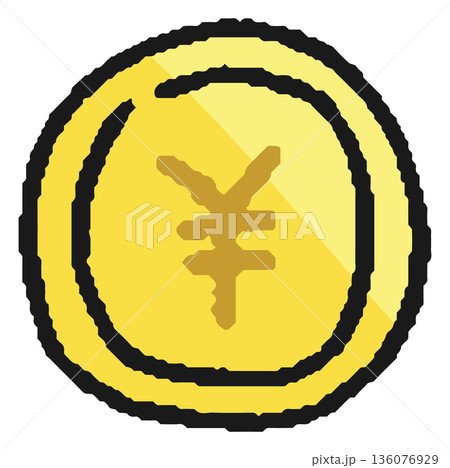 日本円硬貨・コインの手描きイラスト 136076929