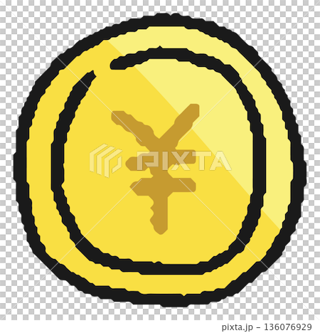 日本円硬貨・コインの手描きイラスト 136076929