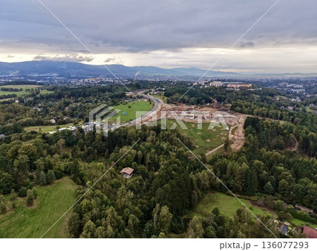 Hillside Clearing And Construction Underway, Construction And Land Clearing On Hillside Continue Actively 136077293
