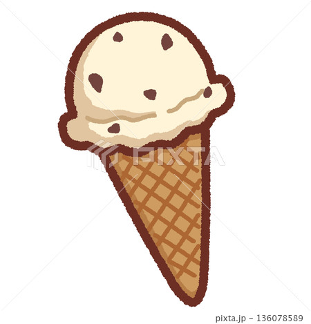 シンプルなアイスクリームのイラスト（クッキークリーム） 136078589