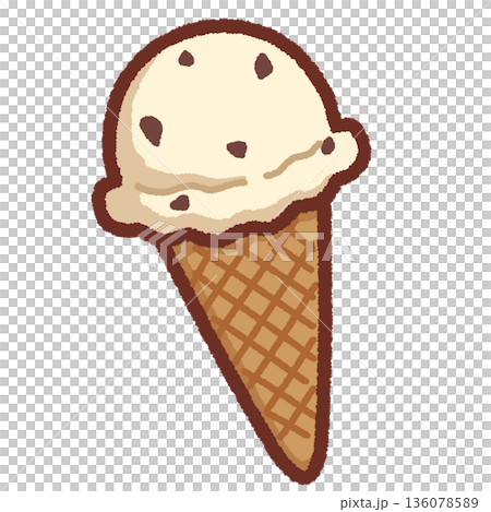 シンプルなアイスクリームのイラスト（クッキークリーム） 136078589