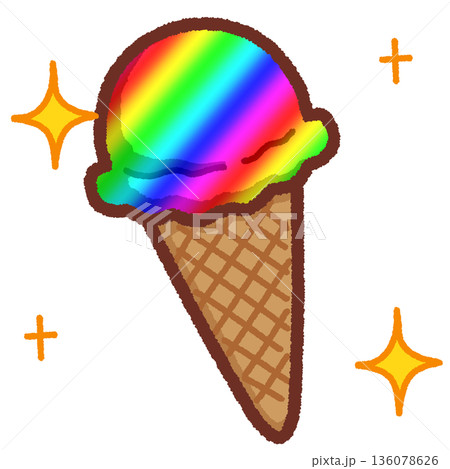 シンプルなアイスクリームのイラスト（レインボー） 136078626