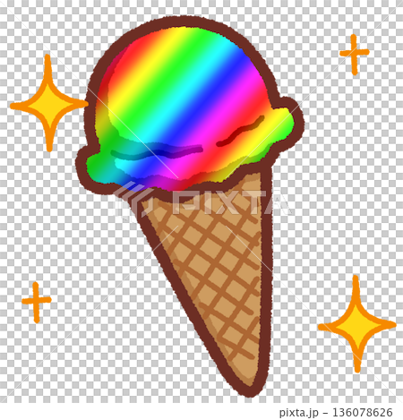 シンプルなアイスクリームのイラスト（レインボー） 136078626