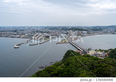 View of Enoshima city from the Island in Japan View of Enoshima city from the Island in Japan 136080066