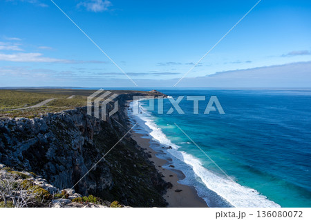 Cliffs near Remarkable Rocks in Flinders Chase National Park, Australia Cliffs near Remarkable Rocks in Flinders Chase National Park, Australia 136080072