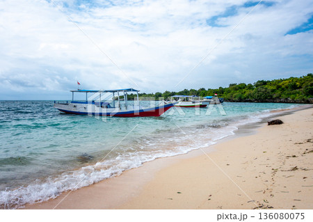 Boats on Pulau Liukang Loe beach, Sulawesi, Indonesia 136080075