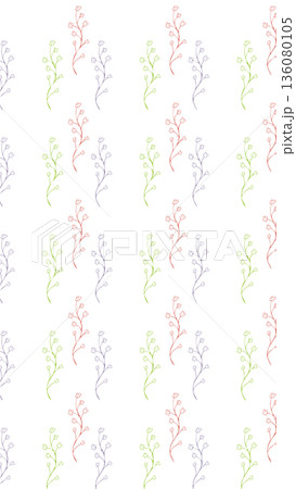 北欧風の背景イラスト　ボタニカルな背景画像 136080105