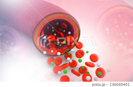Virus and blood cells in human vein Virus and blood cells in human vein 136080401