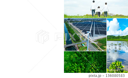 様々な環境イメージのコラージュ映像 136080583