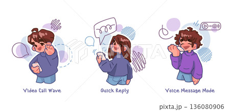 Mobile Communication Character Action Set 136080906