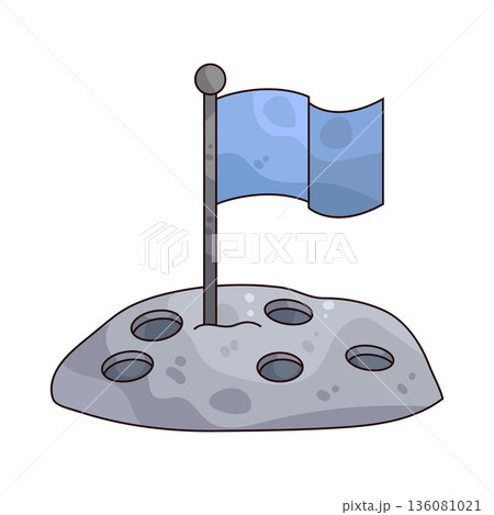 illustration of Flag on Moon 136081021