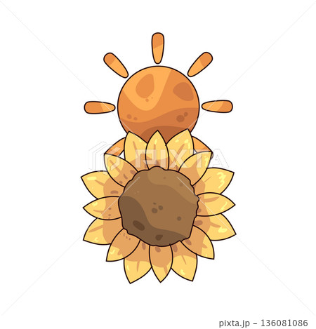 illustration of Sun and Flower 136081086