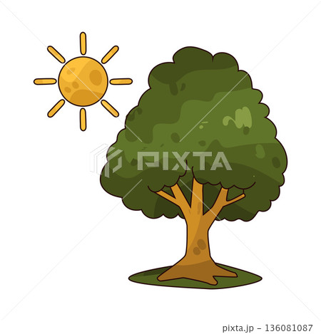 illustration of Sun and Tree illustration of Sun and Tree 136081087