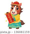 Cute Cartoon Horse Mascot for Chinese New Year 2026 136081159