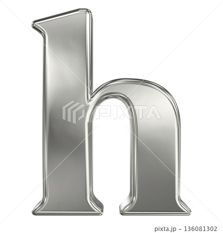 3d silver letter h on white background 3d silver letter h on white background 136081302