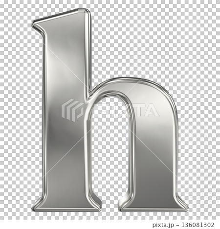 3d silver letter h on white background 3d silver letter h on white background 136081302