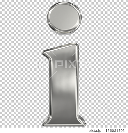 3d silver letter i on white background 136081303