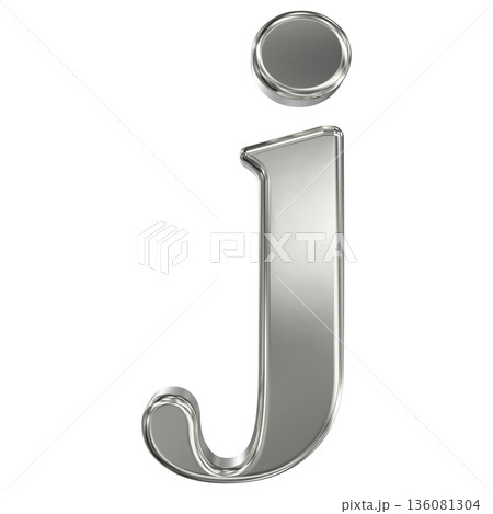 3d silver letter j on white background 3d silver letter j on white background 136081304