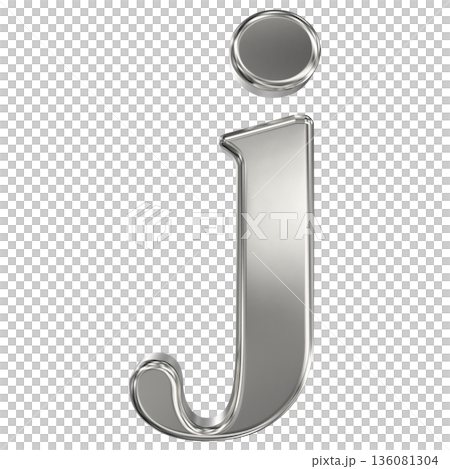 3d silver letter j on white background 3d silver letter j on white background 136081304