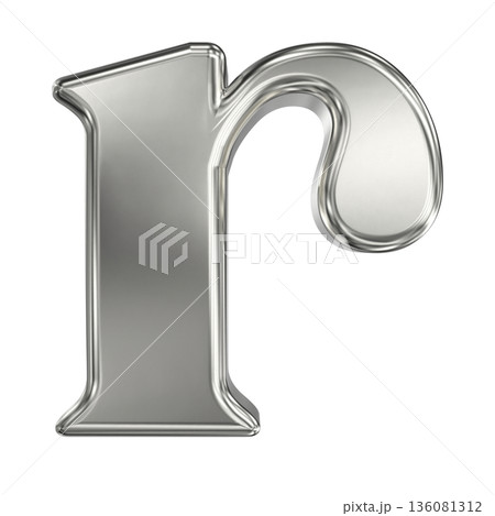 3d silver letter r with metal texture isolated on white 3d silver letter r with metal texture isolated on white 136081312