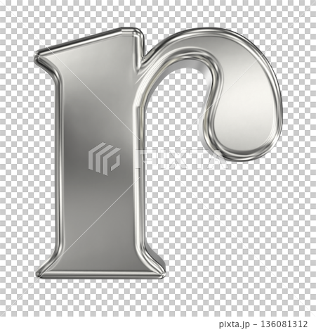 3d silver letter r with metal texture isolated on white 3d silver letter r with metal texture isolated on white 136081312
