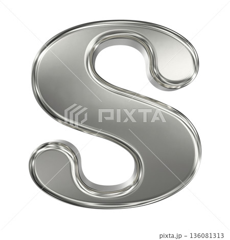 3d silver metal silver chrome letter s isolated on white 3d silver metal silver chrome letter s isolated on white 136081313